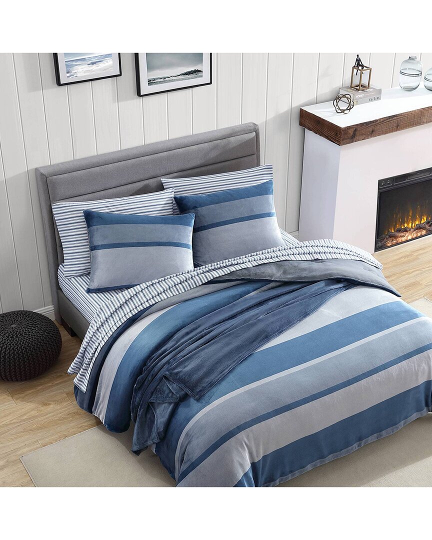 Nautica Linden Fleece Comforter Bedding Set In Navy