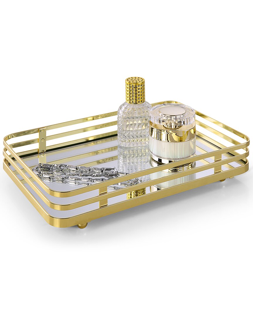 Sunnypoint Vanity Mirror Tray In Gold