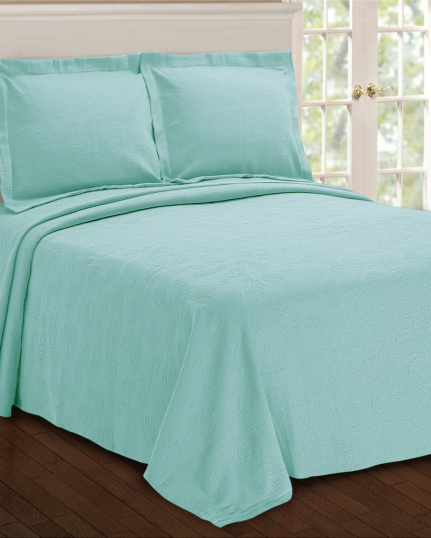 Superior Paisley Matelasse King Cotton Bedspread In Blue