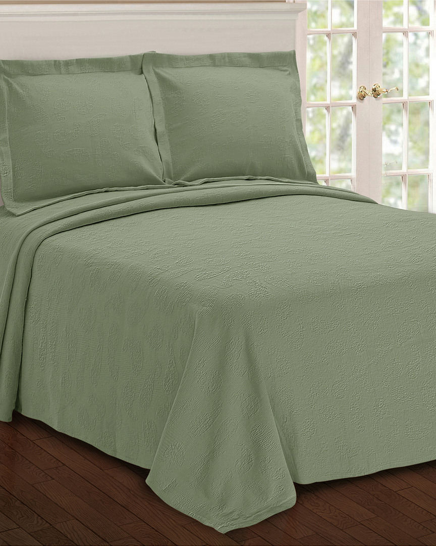 Superior Paisley Matelasse King Cotton Bedspread In Green