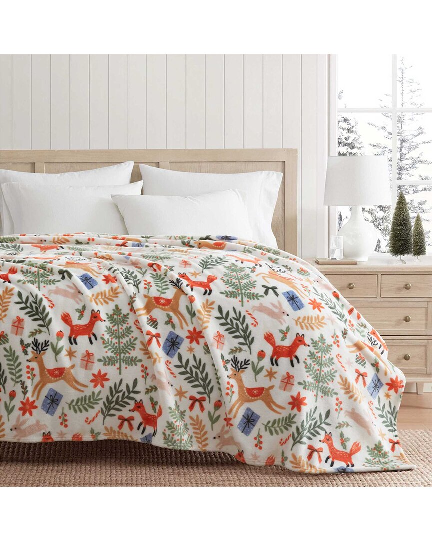 Martha Stewart Holiday Woodland Plush Throw Blanket In Multi