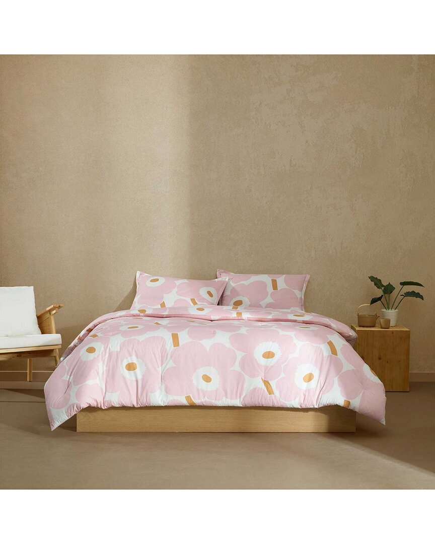 Marimekko Unikko 100% Cotton Percale Comforter Set In Pink