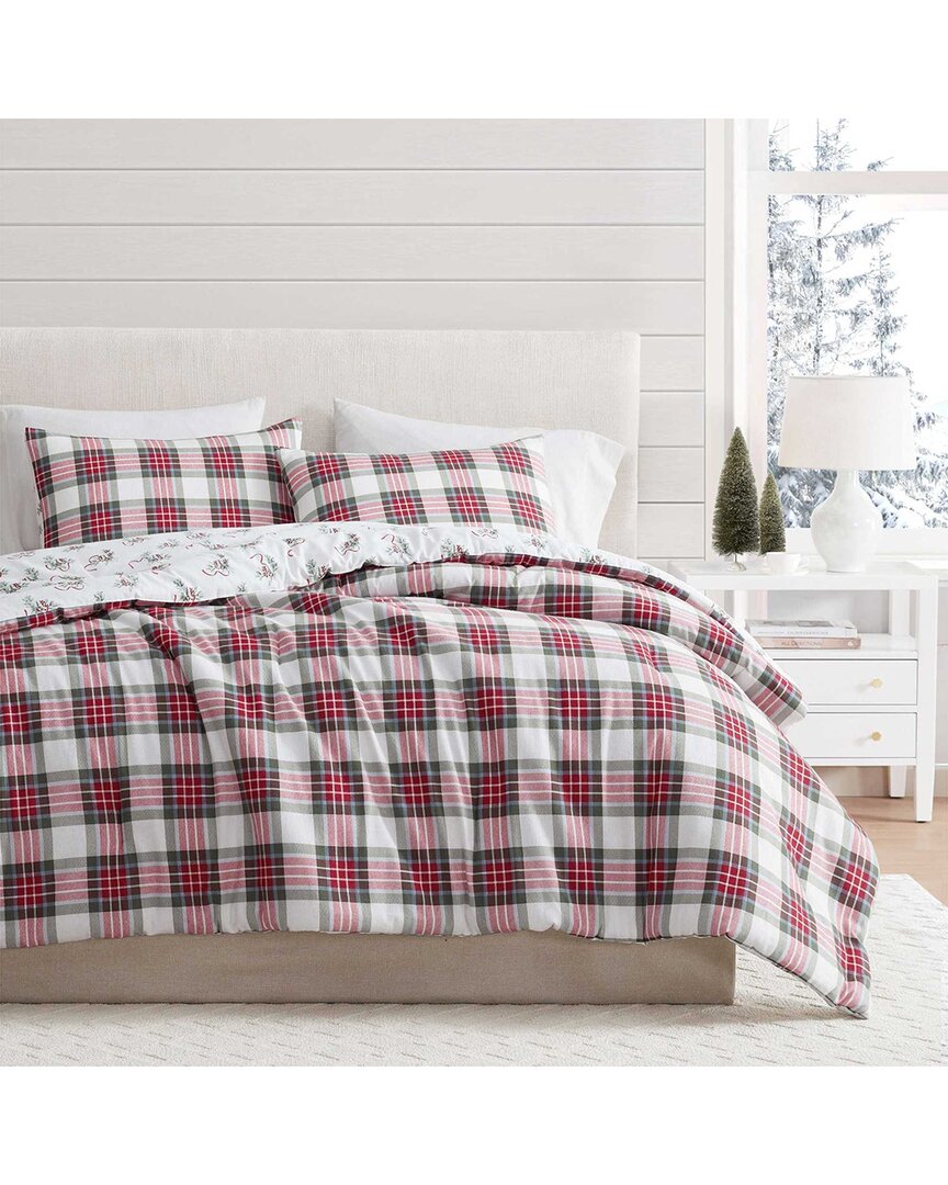 Martha Stewart Yuletide Spruce Plaid Cotton Flannel Comforter Set