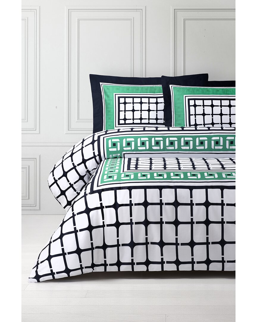 Brooks Brothers Framed Print Cotton Sateen Duvet Cover Set In White