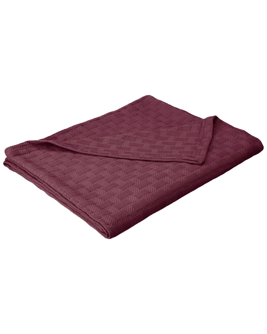 Superior Basketweave All-season Breathable Blanket In Purple