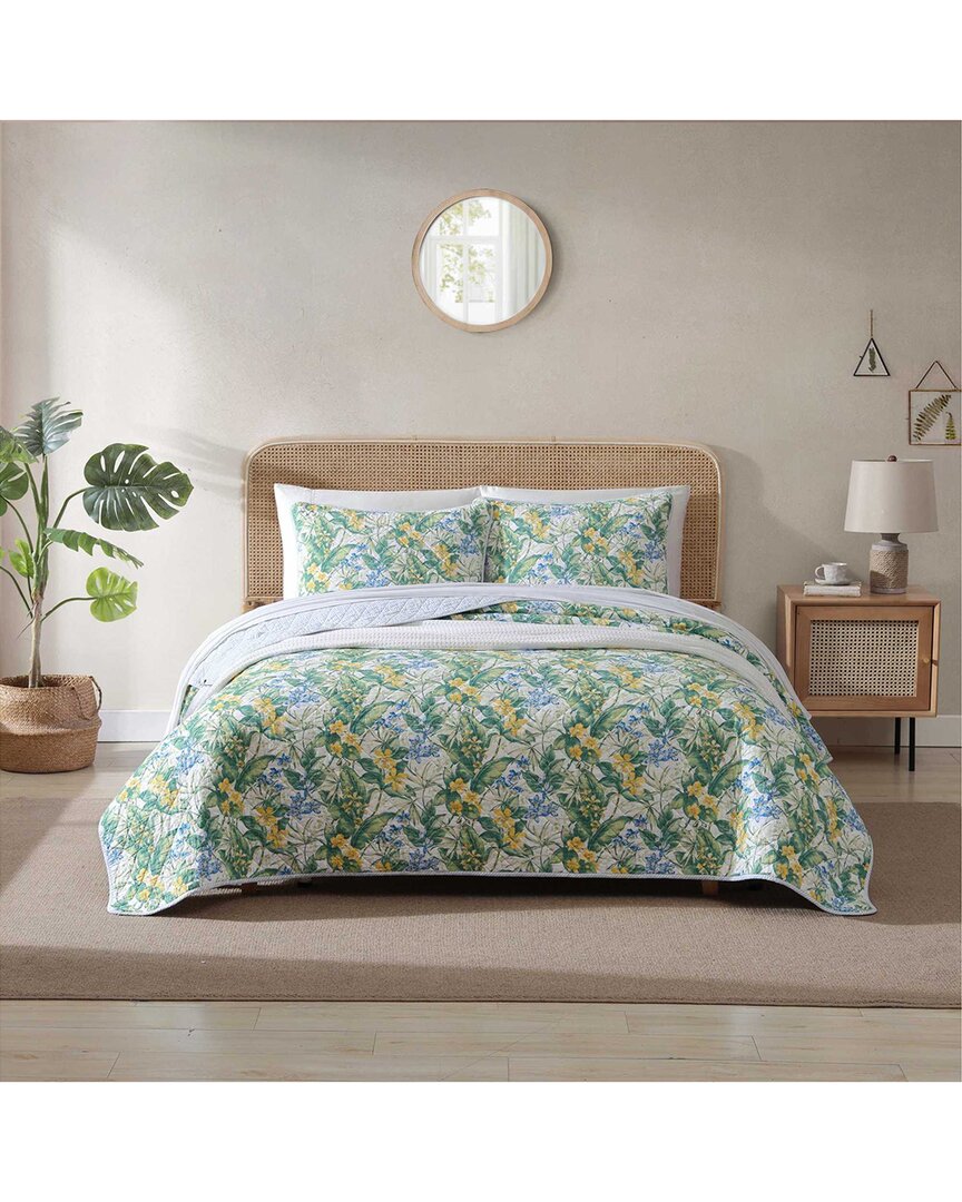 Tommy Bahama Paradise Point Cotton Reversible Quilt Set In Blue