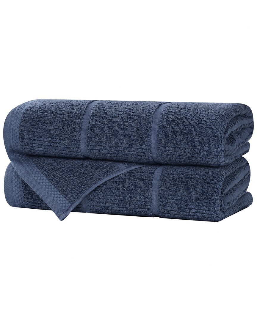 Superior Set Of 2 Milo Smart Twist Cotton Medium Weight Solid Ribbed Bath Sheets