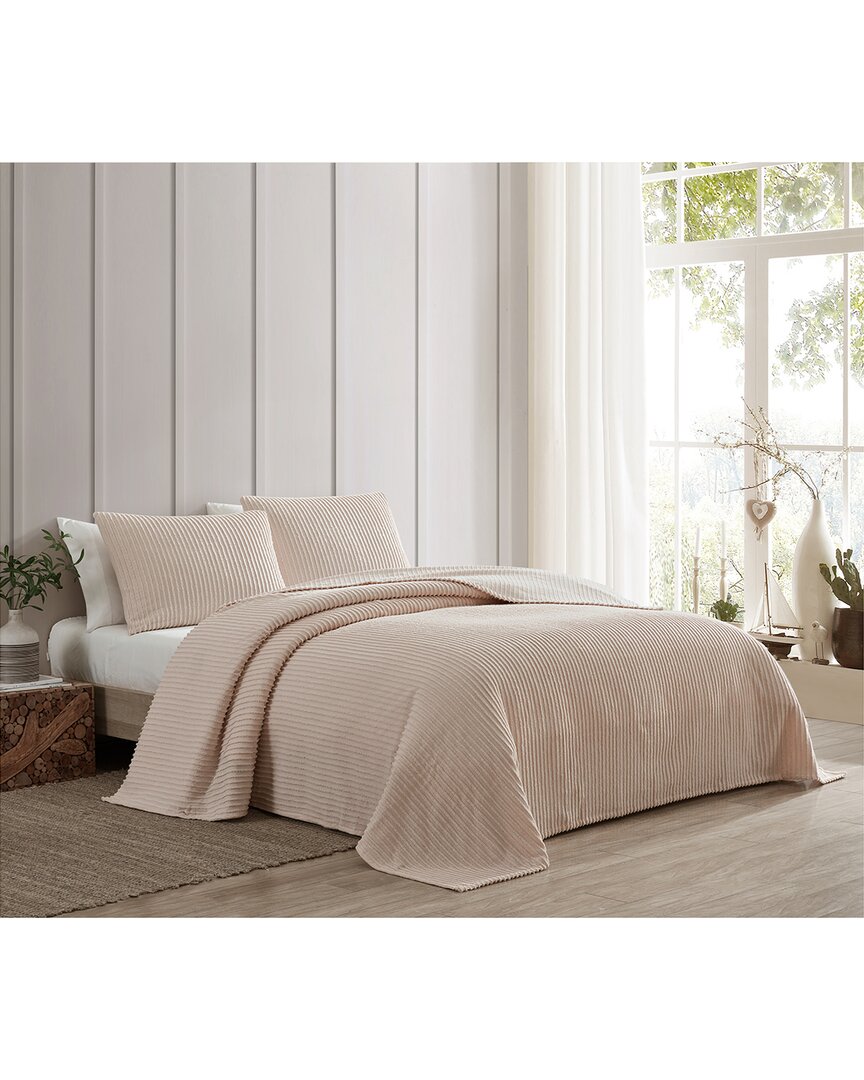 Beatrice Home Fashions Channel Chenille Bedspread In Blush