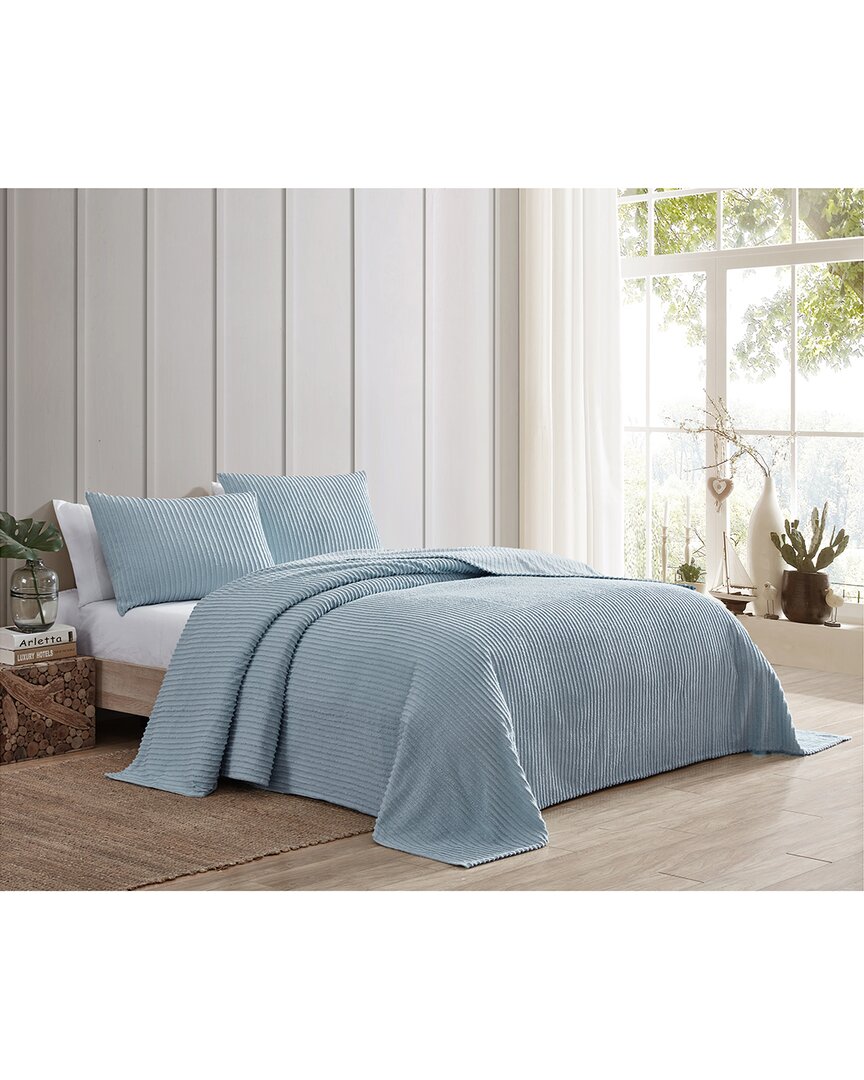Beatrice Home Fashions Channel Chenille Bedspread In Blue