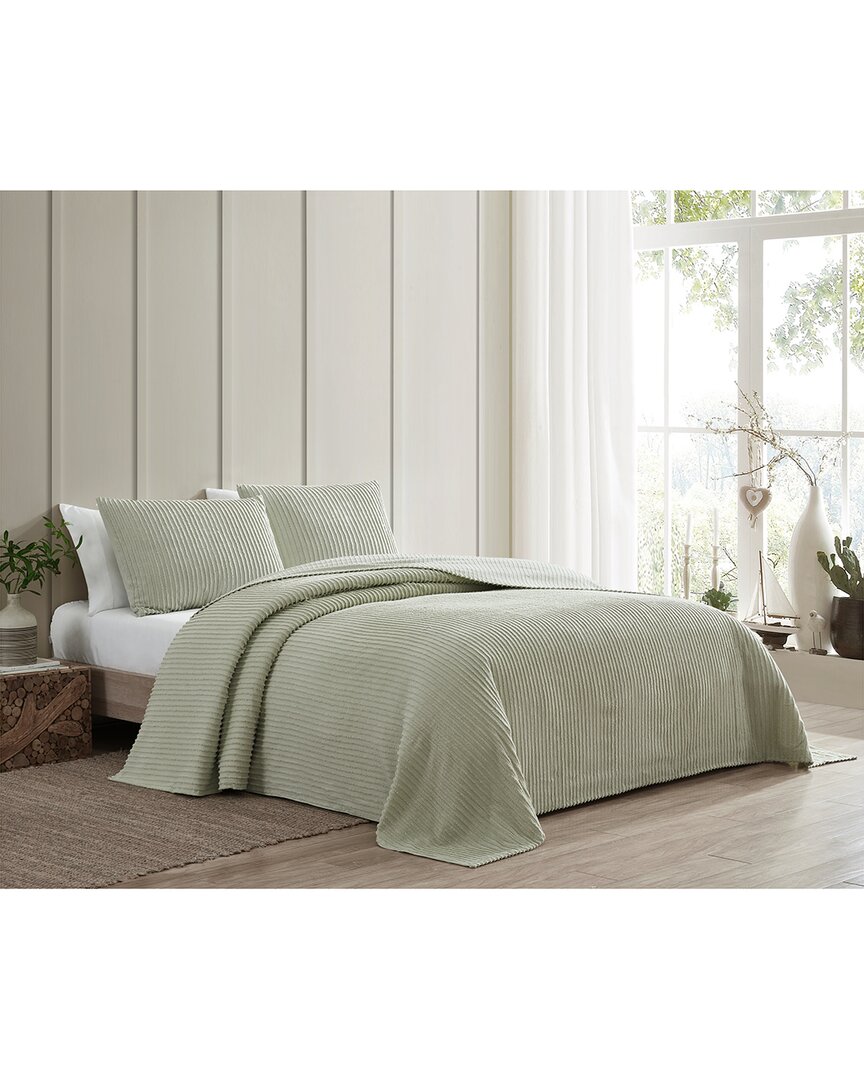 Beatrice Home Fashions Channel Chenille Bedspread In Sage