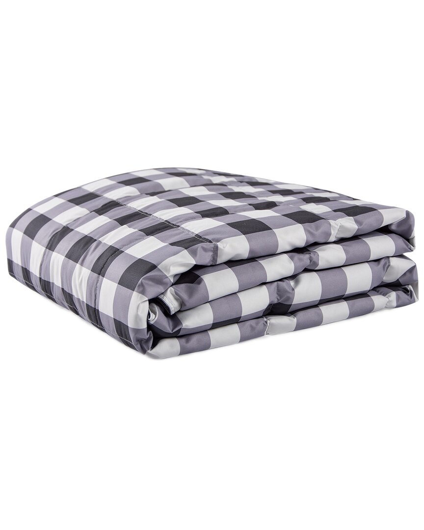 Unikome Lightweight Plaid Down And Feather Fiber Throw Reversible Blanket In White