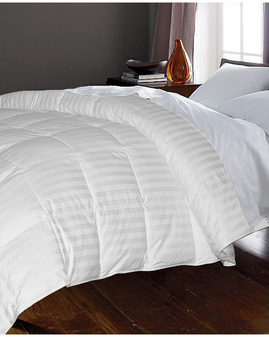 Blue Ridge Home Hotel Suite Medium Weight White Goose Down And Feather Damask Stripe Comforter
