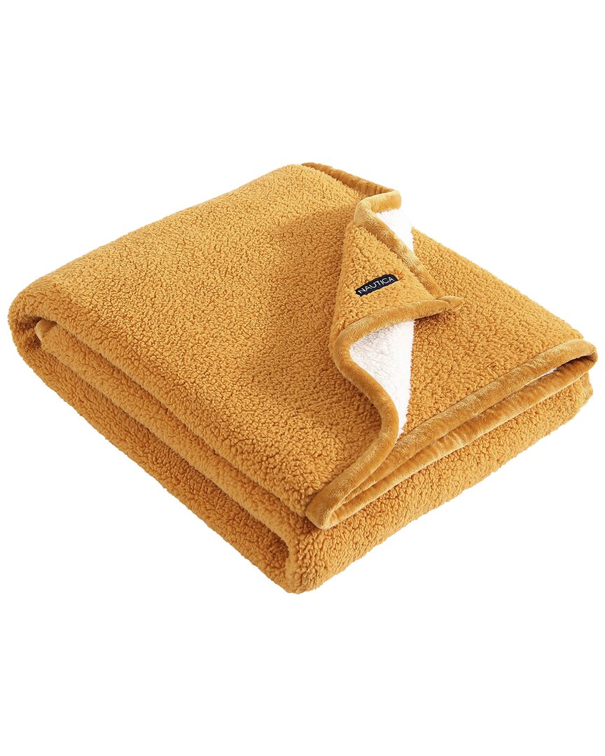 Nautica 2 Ply Bicolored Solid Sherpa Sherpareversible Throw Blanket