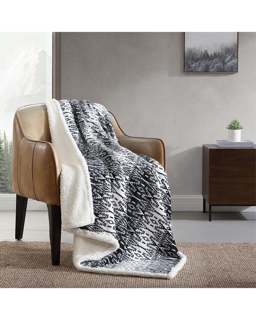 Eddie Bauer San Juan Ultra Soft Plush Fleece-reversible Throw Blanket In Grey