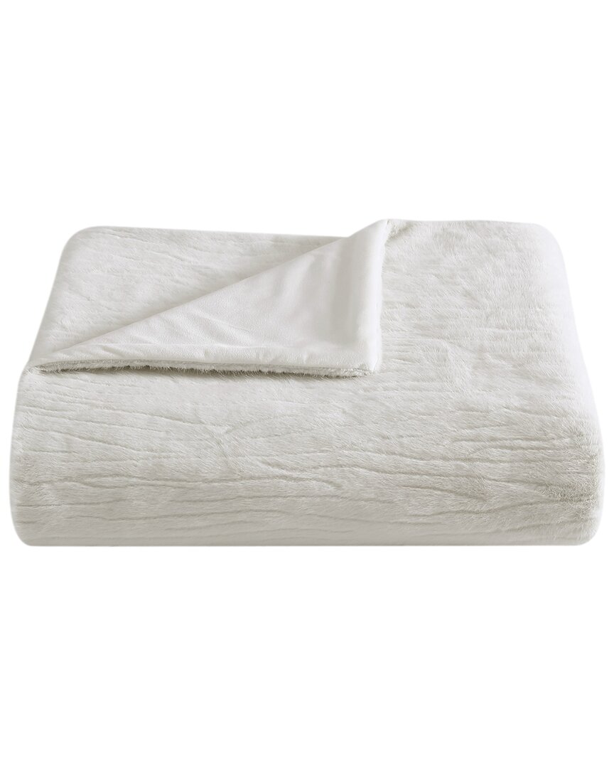 Vera Wang Sculpted Lines Fur Like-reversible Throw Blanket In White