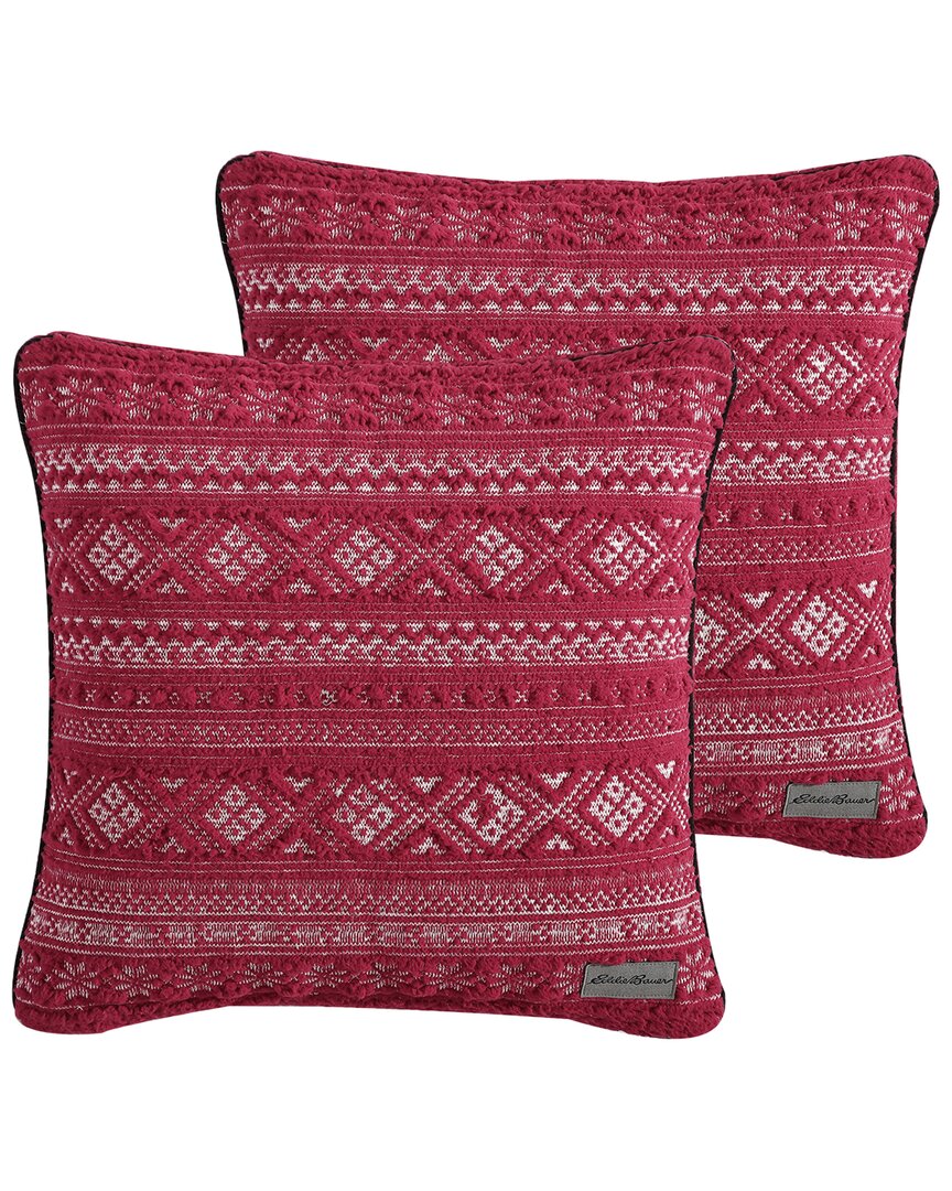 Eddie Bauer Classic Fair Isle Sherpa Pillow Cover Set In Red