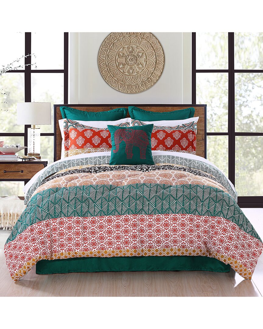 Lush Decor Fashion Bohemian Stripe Comforter In Turquoise