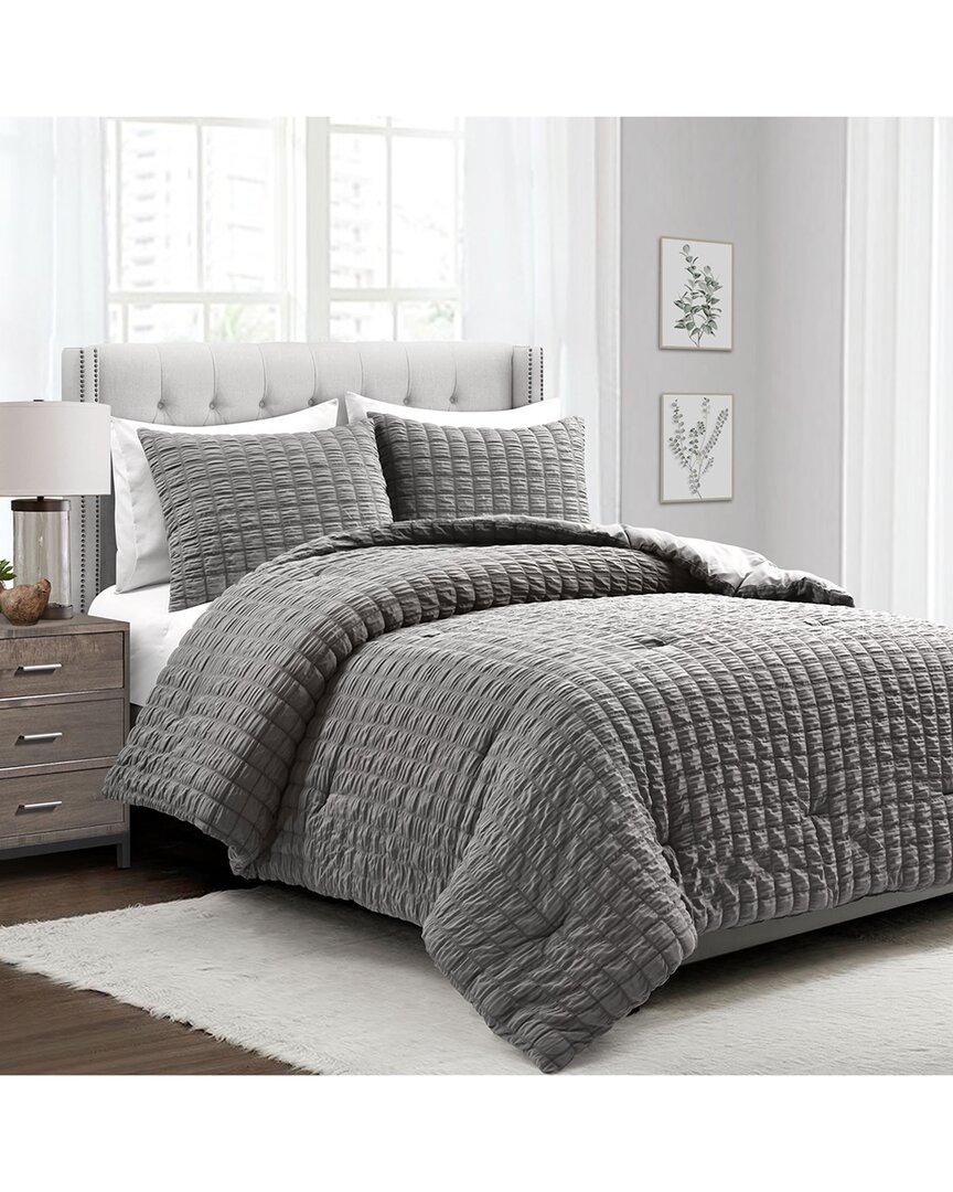 Lush Decor Fashion Crinkle Textured Dobby Comforter In Gray