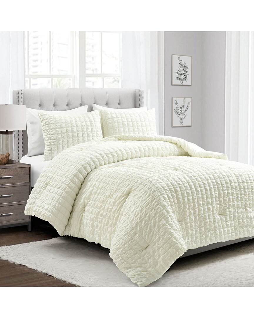 Lush Decor Fashion Crinkle Textured Dobby Comforter In Ivory