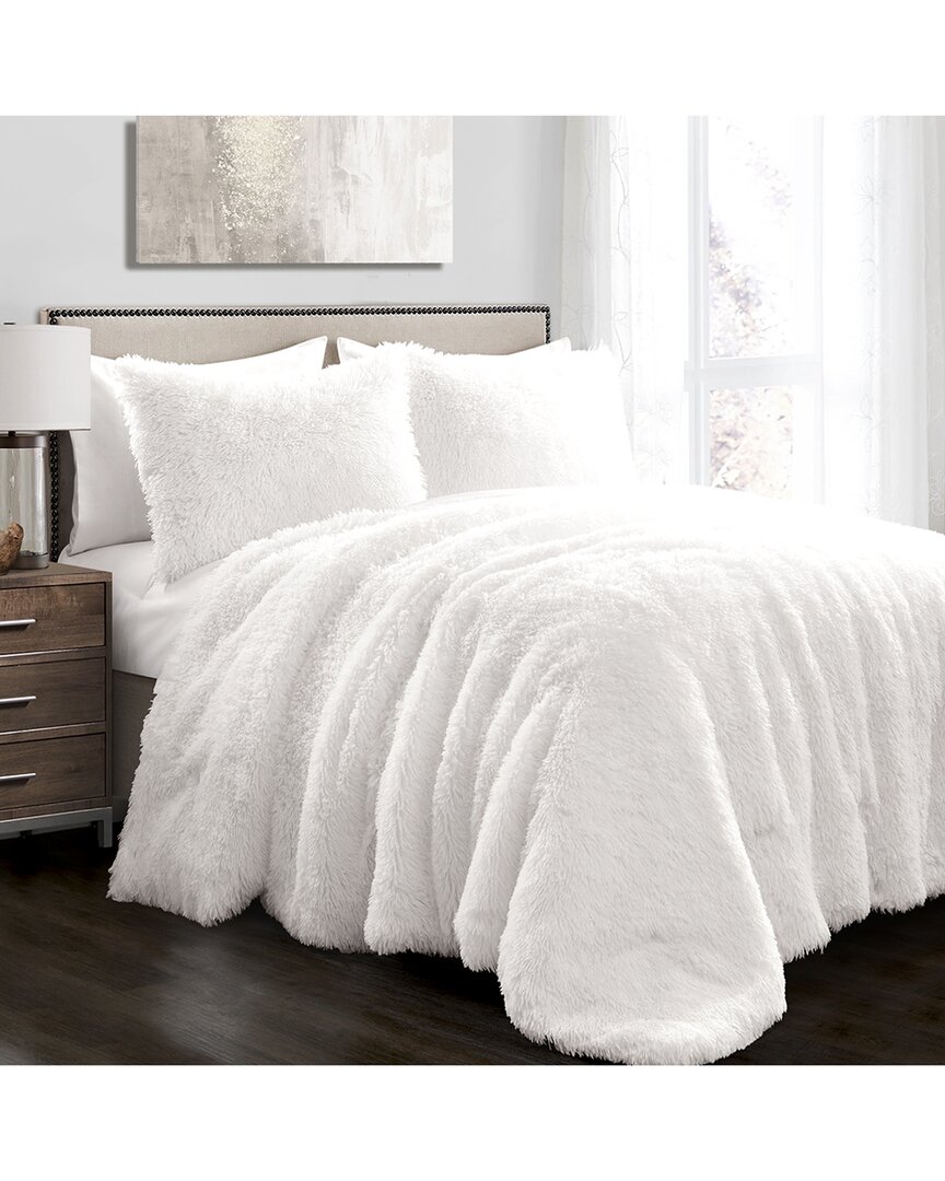 Lush Decor Fashion Emma Faux Fur Comforter In White