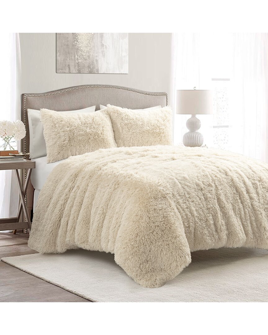 Lush Decor Fashion Emma Faux Fur Oversized Comforter In Wheat