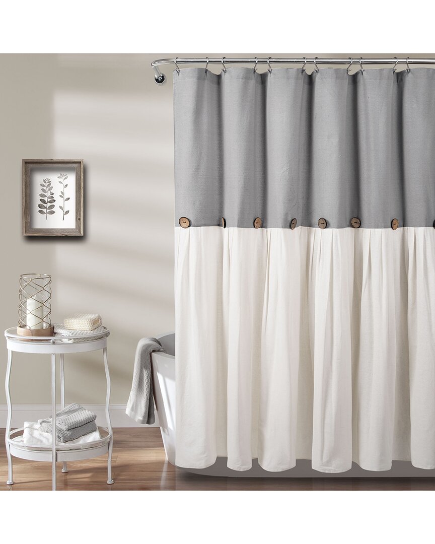 Shop Lush Decor Fashion Linen Button Shower Curtain In Gray