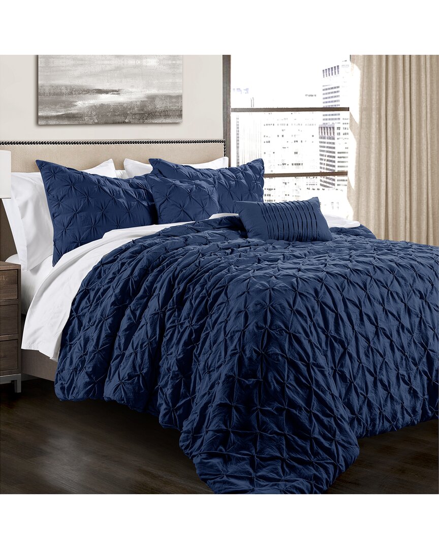 Lush Decor Fashion Ravello Pintuck Comforter In Navy