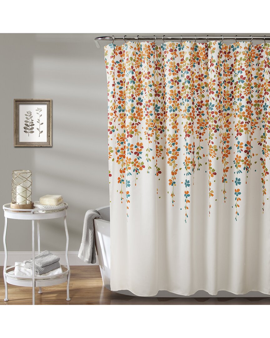 Lush Decor Fashion Weeping Flower Shower Curtain In Turquoise
