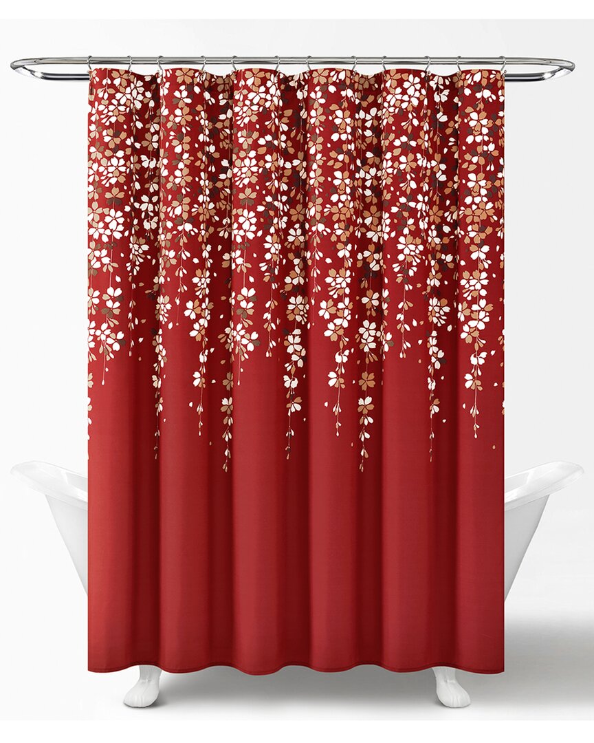 Lush Decor Fashion Weeping Flower Shower Curtain In Red
