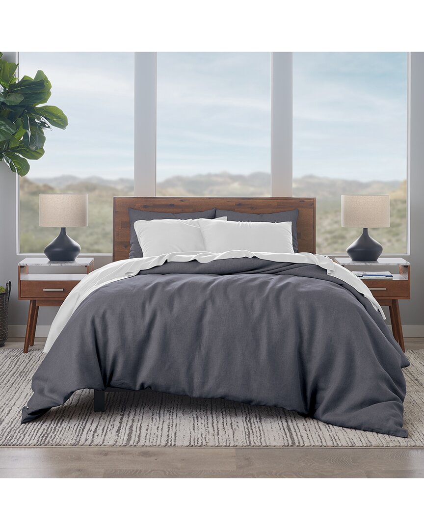 Shop Ella Jayne French Linen Cotton 3-piece Duvet Cover Set In Grey