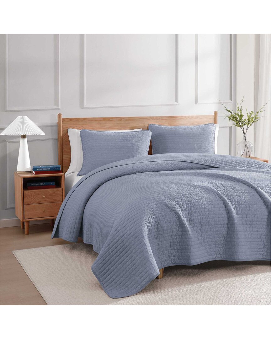Tommy Hilfiger Christopher Texture Cotton Quilt Set In Blue