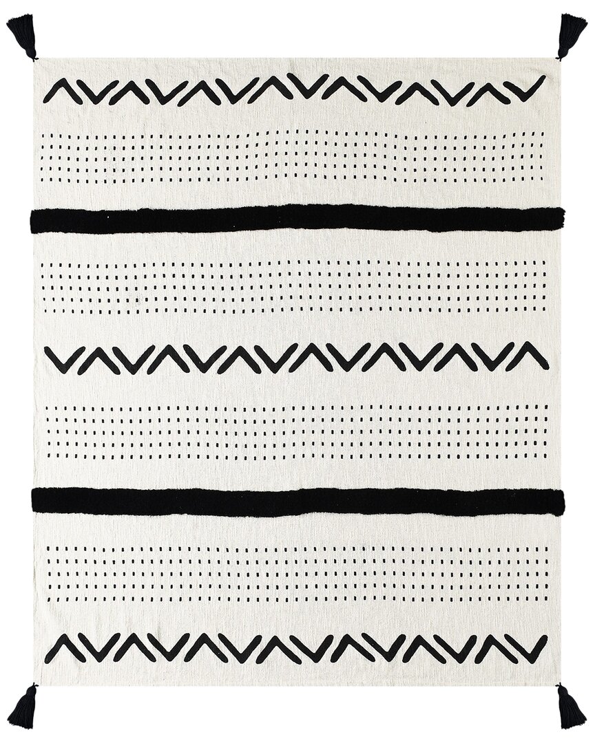 Ox Bay Avant-garde Striped Throw Blanket In Black