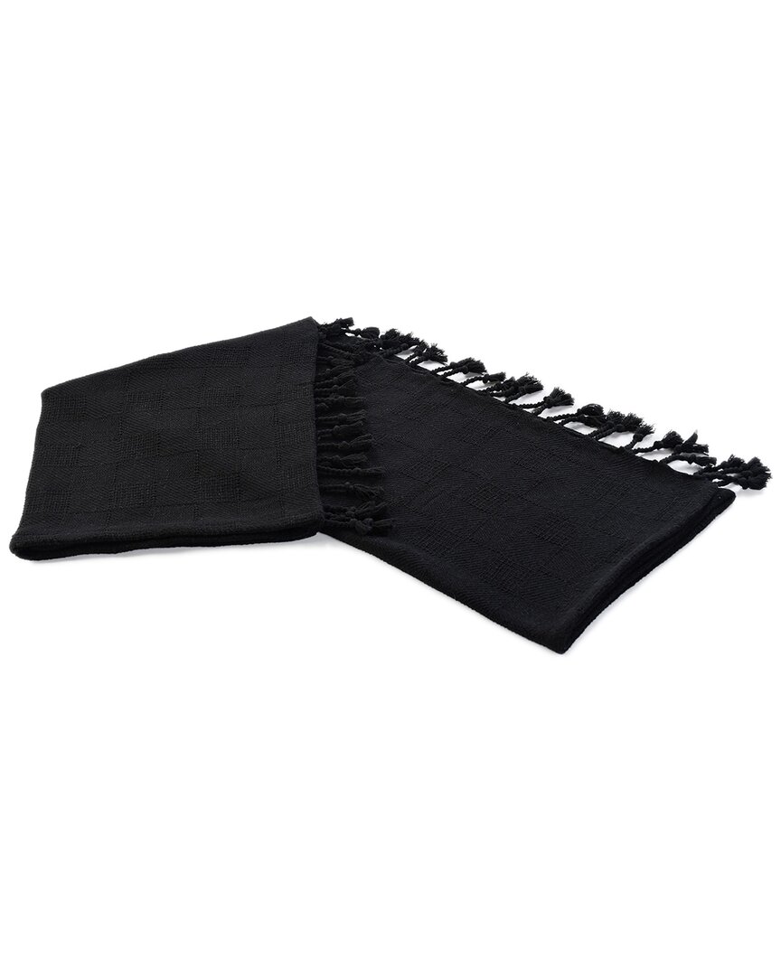 Ox Bay Heather Solid Black Throw Blanket
