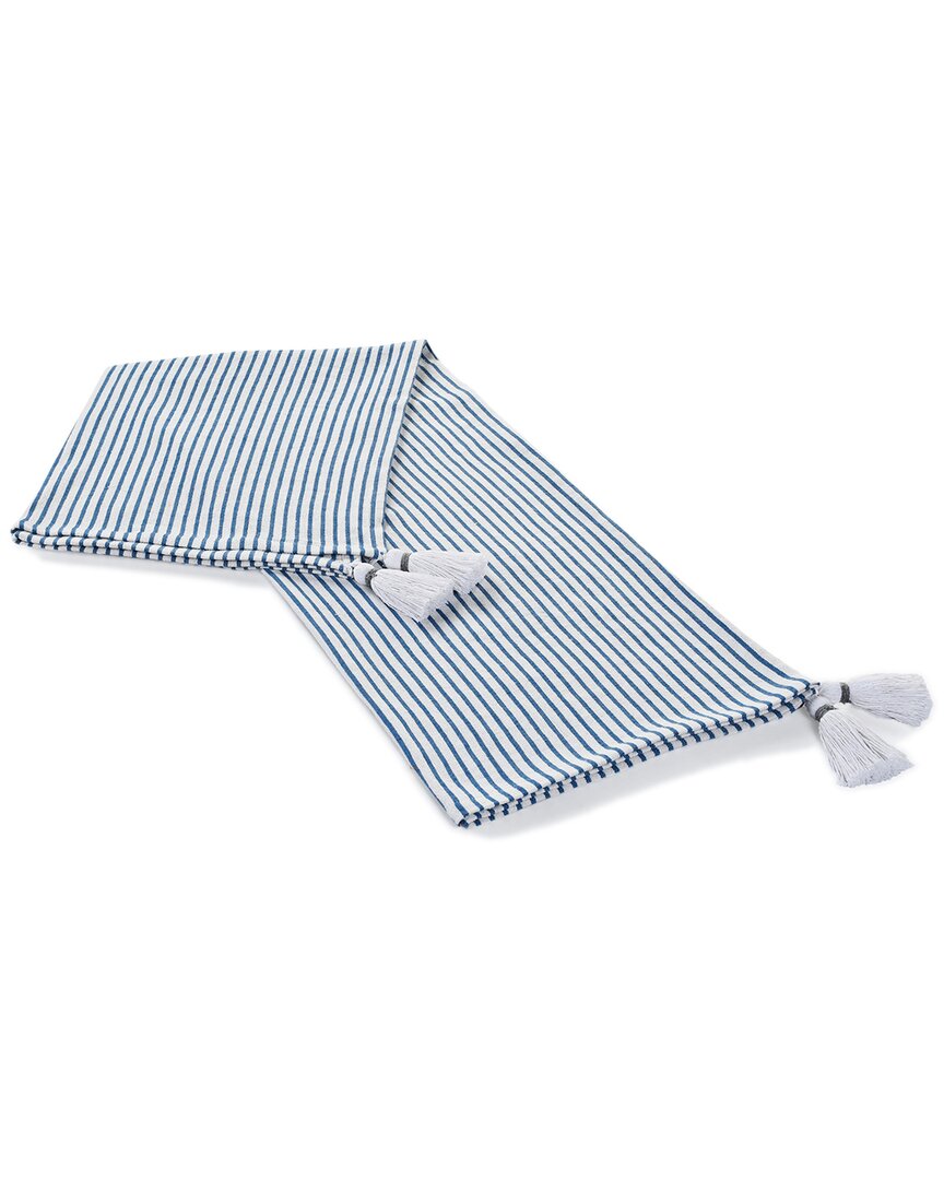 Ox Bay Insignia Striped Throw Blanket In Blue