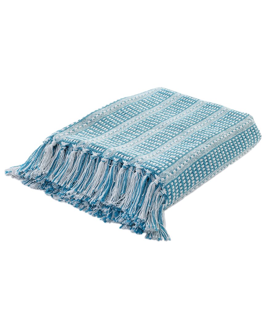 Ox Bay Ridgeline Striped Cyan Throw Blanket In Blue