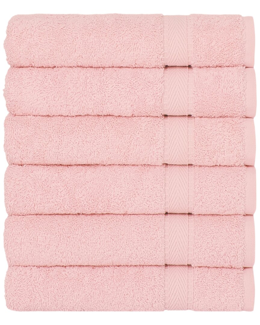 Linum Home Textiles Set Of 6 Turkish Cotton Sinemis Terry Hand Towels In Pink