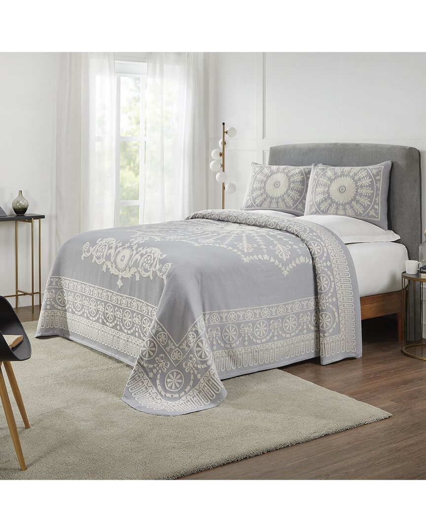 Superior Kymbal Traditional Medallion Lightweight Woven Jacquard Oversized Bedspread Set In Blue
