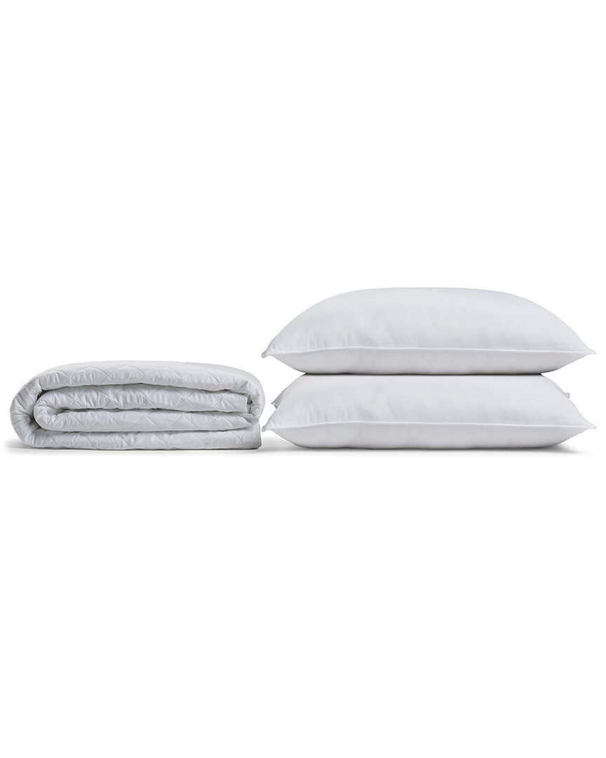 Shop Ella Jayne Signature Plush Allergy Free Bedding Bundle, Includes 2 Medium Pillows And Mattress Prote In White