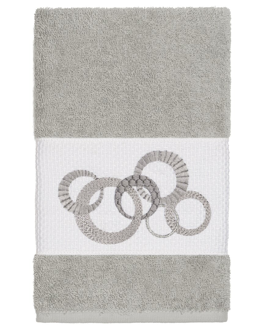 Linum Home Textiles Turkish Cotton Annabelle Embellished Hand Towel In Grey