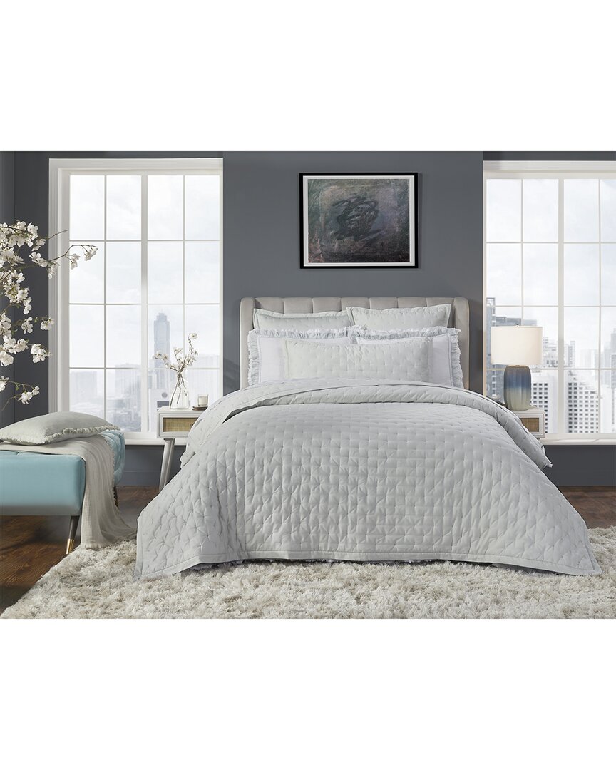 Orchids Lux Home Serenity Printed Reversible Quilt In Blue