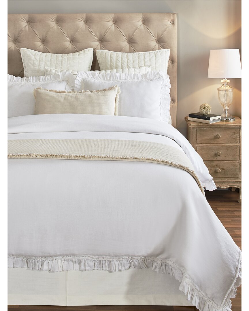 Orchids Lux Home Ruffle European Linen Duvet Cover In Neutral