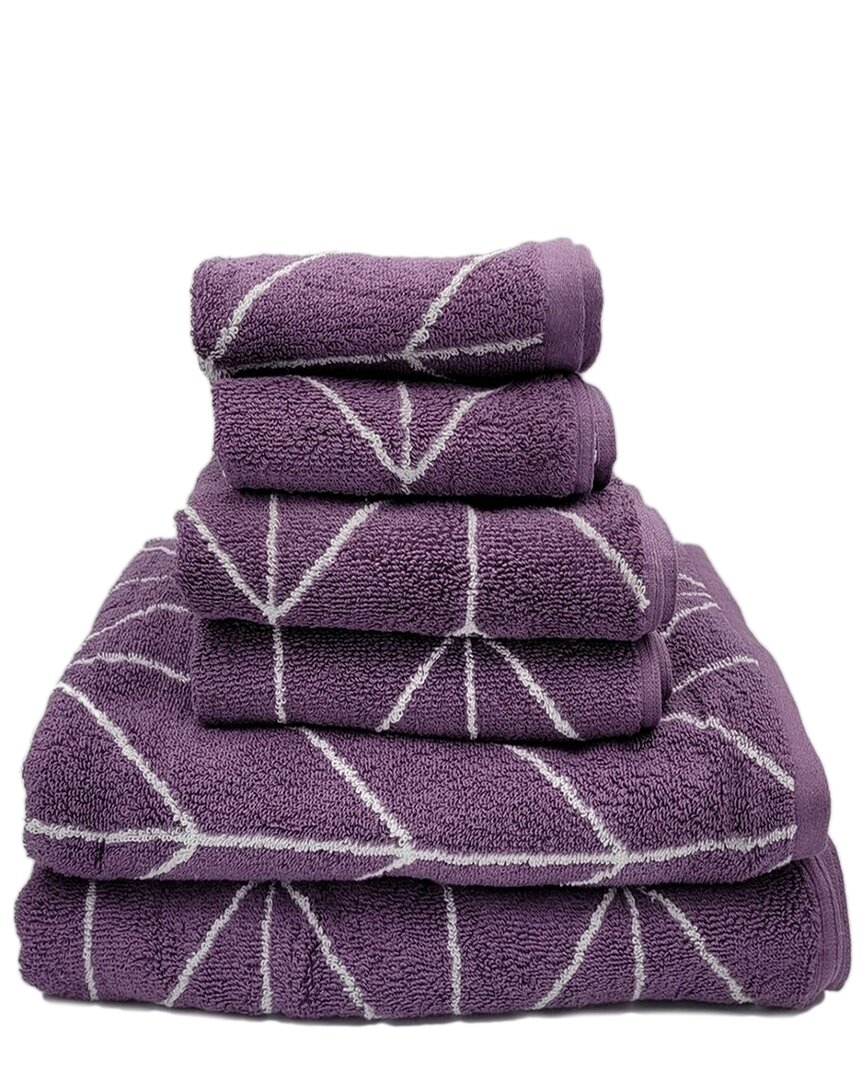 Knightsbridge 6pc Yarn Dyed Jacquard Towel Set In Purple