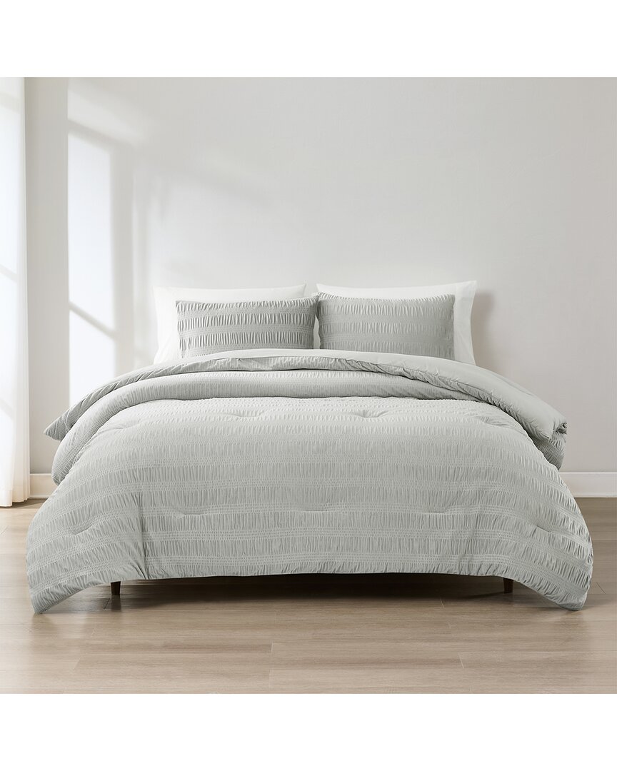 Lush Decor Lush Décor Azalea Ruched Velvet Stripe Comforter Set In Gray