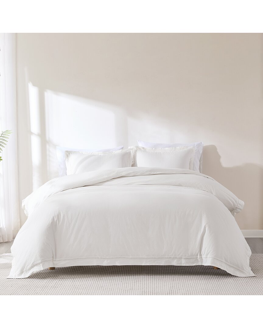 Lush Decor Lush Décor Doris Eyelet Inset Trim Cotton Duvet Cover Set In White