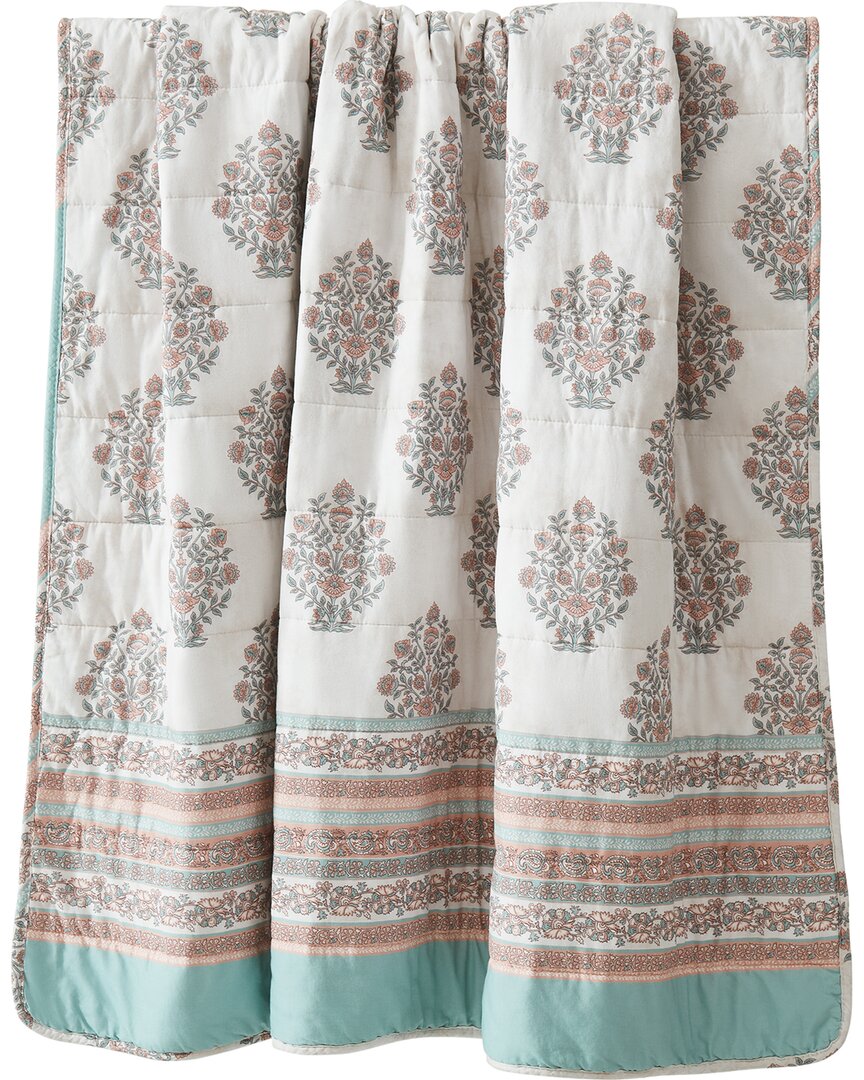 Lush Decor Lush Décor Sofia Flower Block Bouquet Reversible Cotton Throw Blanket In Multi