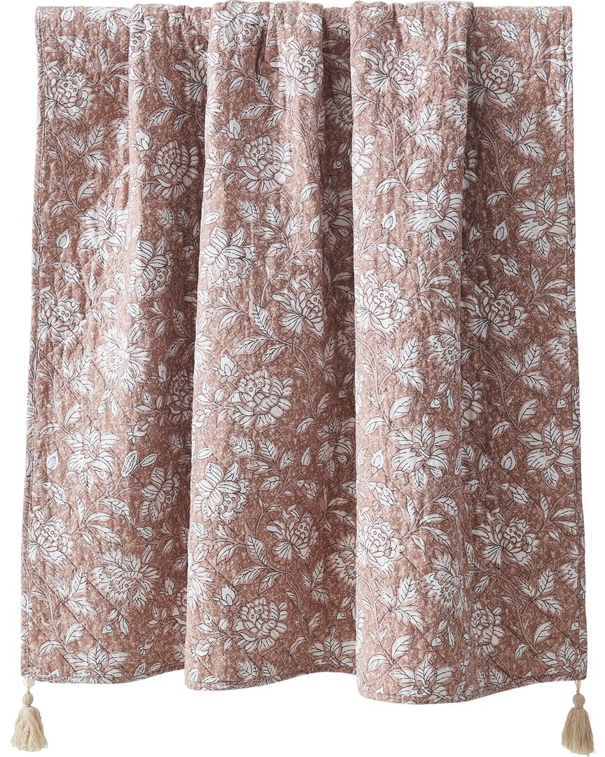 Lush Decor Lush Décor Zara Floral Block Reversible Cotton Throw Blanket In Multi