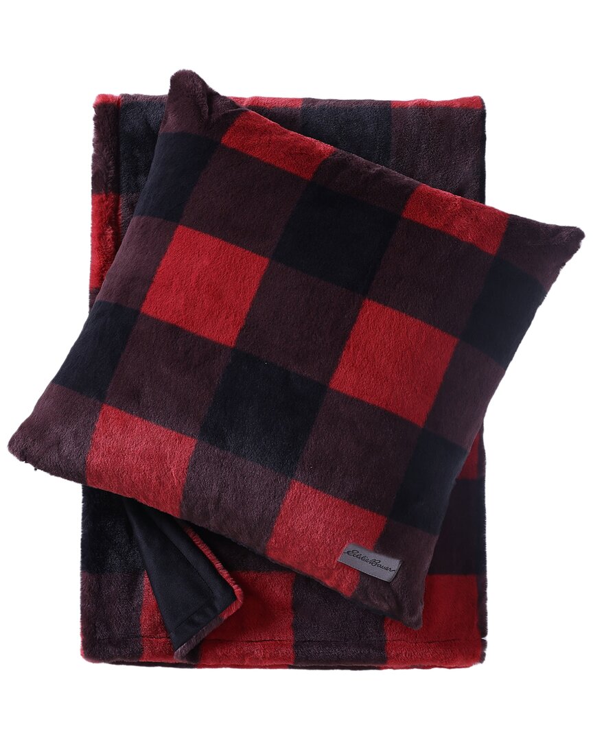 Shop Eddie Bauer Cabin Plaid Throw & Pillow Cover Set In Red