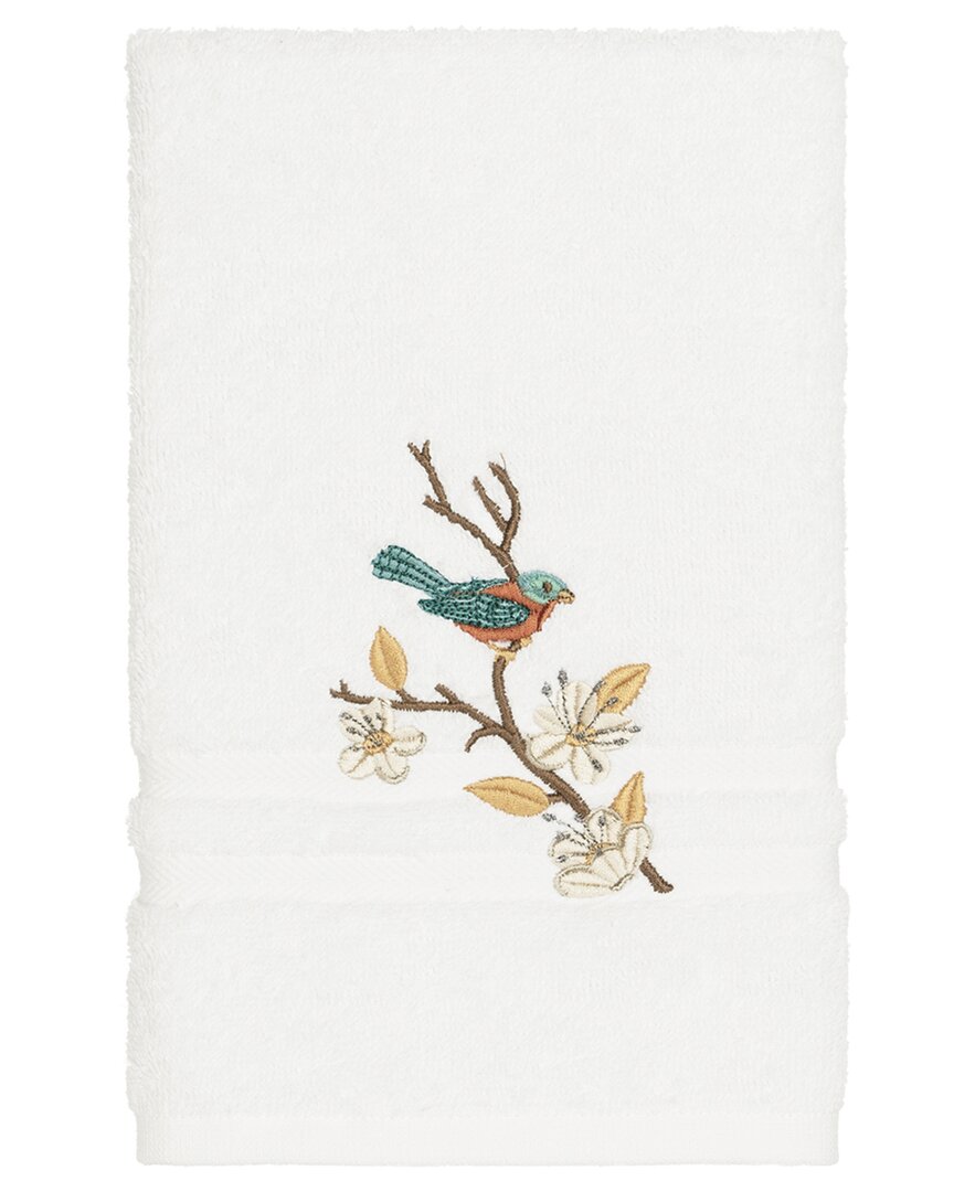 Linum Home Textiles Turkish Cotton Spring Time Embellished Hand Towel In White