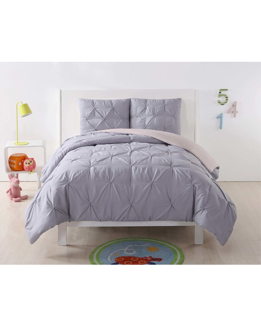 My World Discontinued  Pleated Lavender Duvet Set In Gray