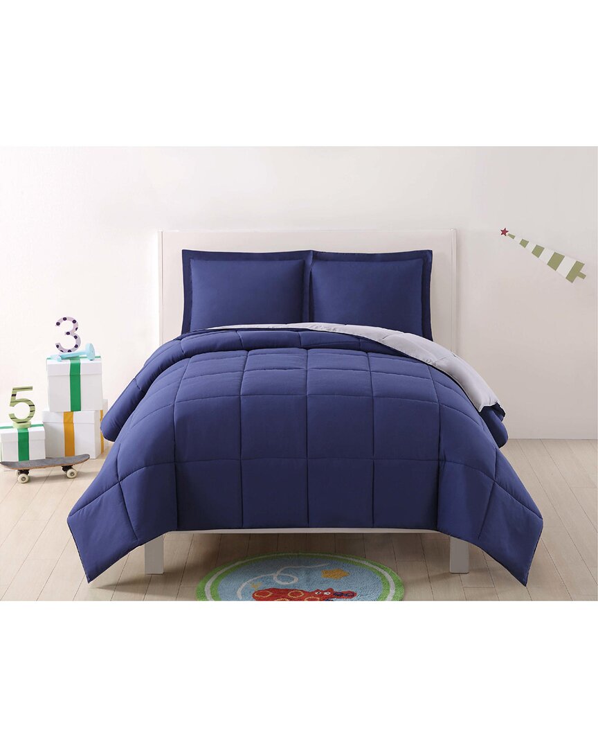 My World Solid And Reversible Comforter Set In Navy
